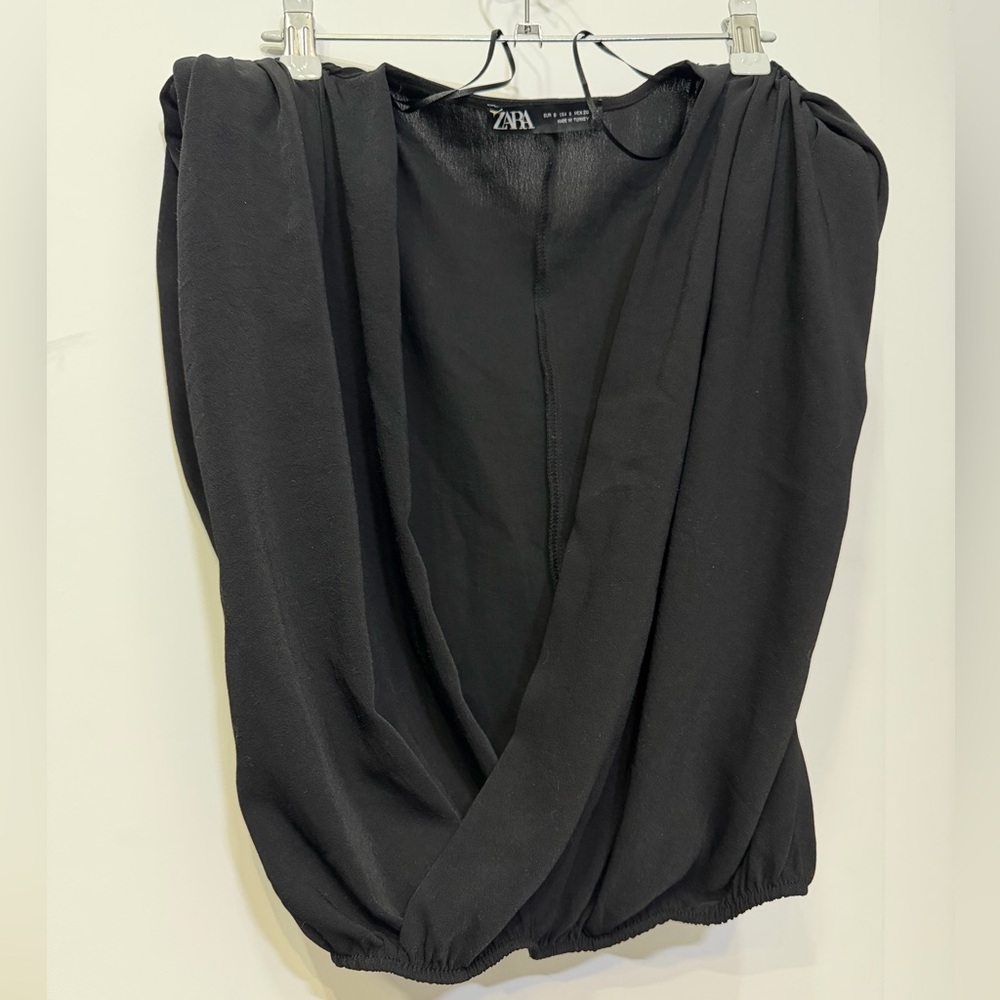 Zara Draped Black Blouse Sleeveless